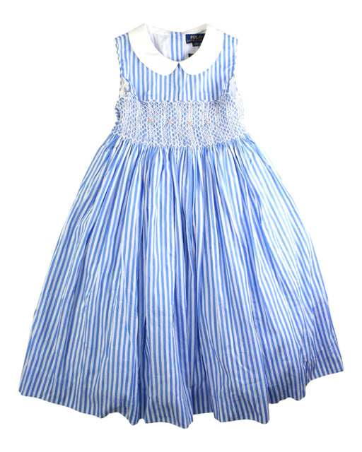 A Blue Sleeveless Dresses from Polo Ralph Lauren in size 6T for girl. (Front View)