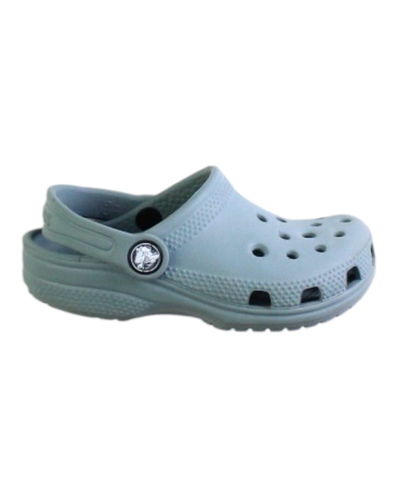 A Grey Slip Ons from Crocs in size 3T for neutral. (Front View)