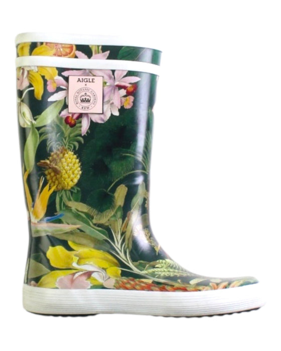 A Multicolor Rain Boots from Aigle in size 5T for girl. (Front View)