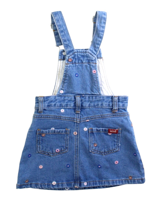 A Blue Overall Dresses from Seed in size 3T for girl. (Back View)