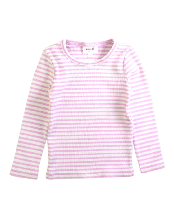 A Pink Long Sleeve Tops from Seed in size 2T for girl. (Front View)