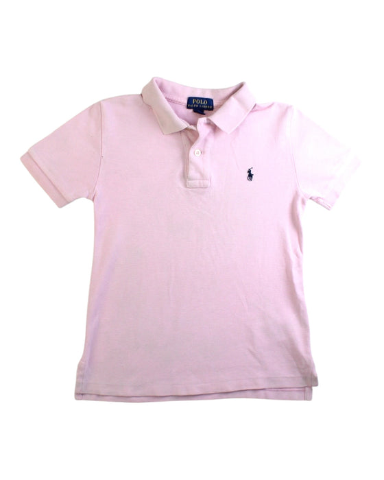 A Pink Short Sleeve Polos from Polo Ralph Lauren in size 5T for boy. (Front View)