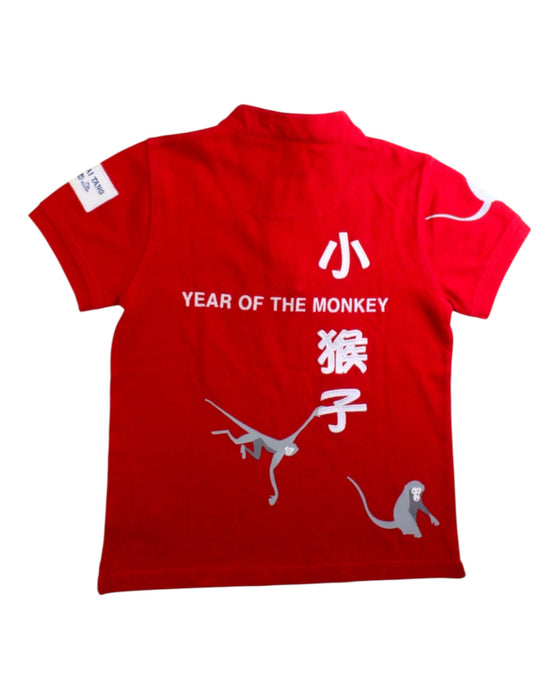 A Red Short Sleeve Polos from Shanghai Tang in size 6T for boy. (Back View)