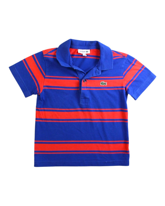 A Blue Short Sleeve Polos from Lacoste in size 4T for boy. (Front View)