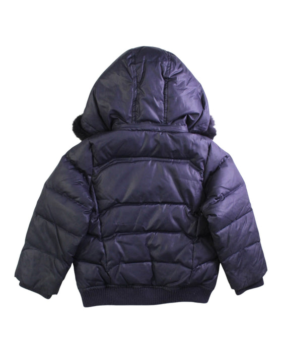 A Navy Puffer/Quilted Jackets from Kingkow in size 2T for girl. (Back View)