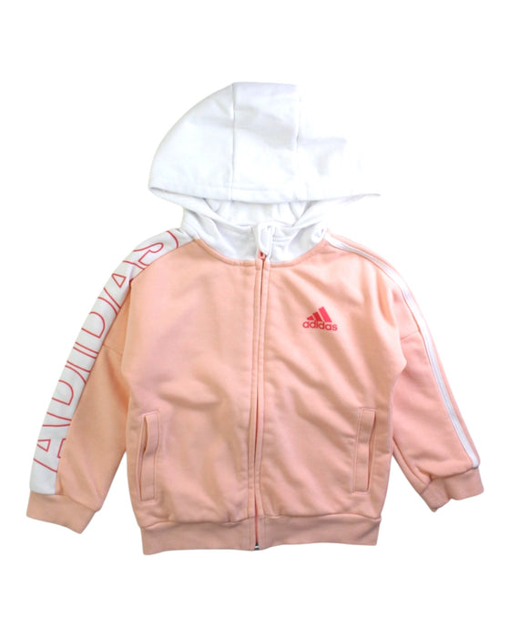 A Pink Zippered Sweatshirts from Adidas in size 2T for girl. (Front View)