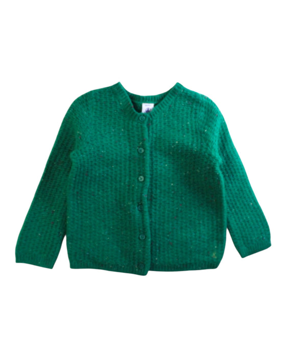 A Green Cardigans from Petit Bateau in size 3T for girl. (Front View)