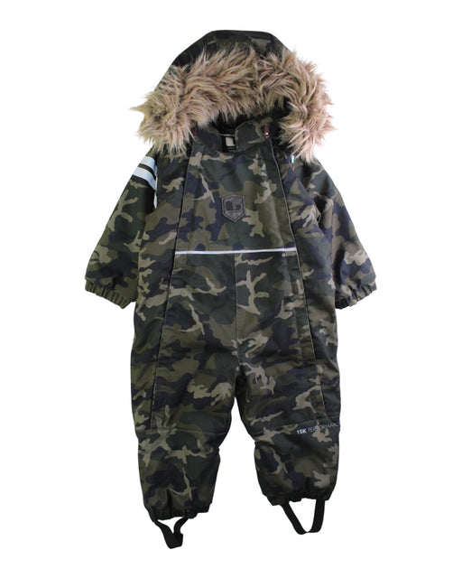 A Green Snowsuits from Lindberg in size 12-18M for neutral. (Front View)
