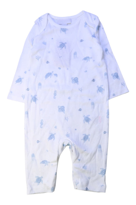 A White Onesies from The Little White Company in size 6-12M for boy. (Front View)