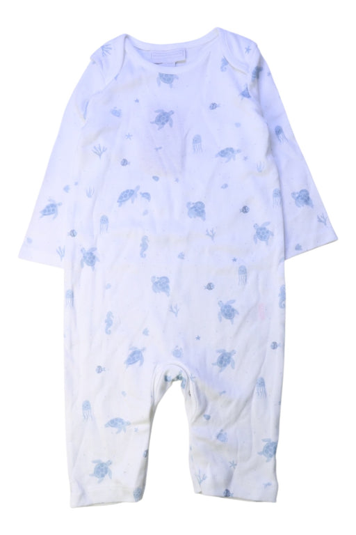 A White Onesies from The Little White Company in size 6-12M for boy. (Front View)