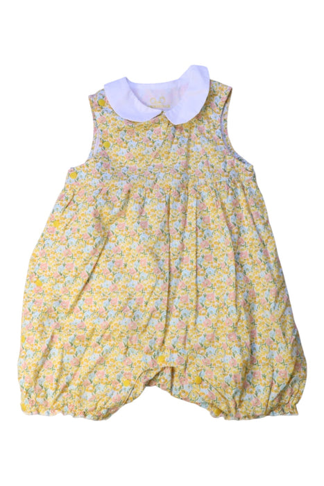 A Yellow Sleeveless Rompers from Chickeeduck in size 12-18M for girl. (Front View)