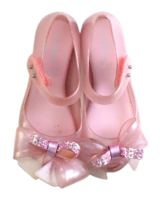 A Pink Flats from Mini Melissa in size 5T for girl. (Back View)