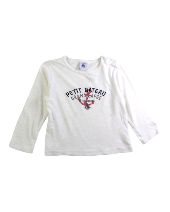 A White Long Sleeve T Shirts from Petit Bateau in size 18-24M for boy. (Front View)
