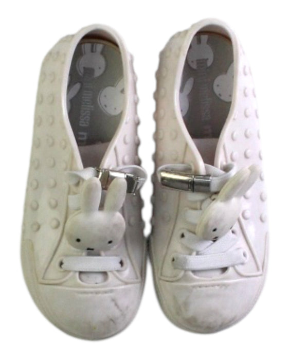 A White Sneakers from Mini Melissa in size 3T for girl. (Back View)
