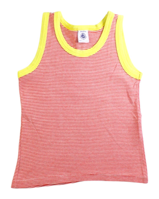 A Red Sleeveless Tops from Petit Bateau in size 3T for boy. (Front View)