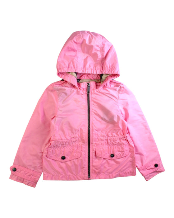 A Pink Rain Jackets from Burberry in size 3T for girl. (Front View)