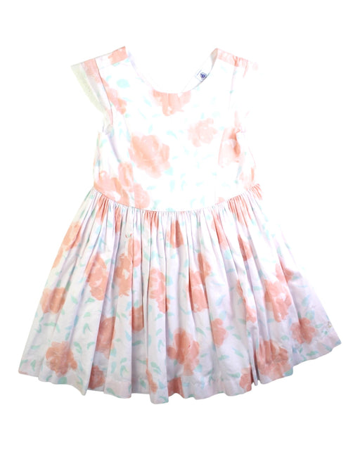 A Peach Sleeveless Dresses from Petit Bateau in size 6T for girl. (Front View)