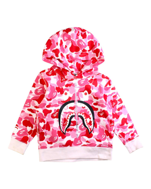 A Pink Hooded Sweatshirts from BAPE KIDS in size 2T for girl. (Front View)