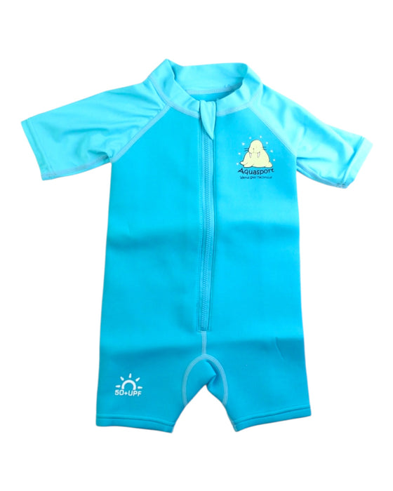 A Blue Wetsuits from Aquasport in size 2T for neutral. (Front View)