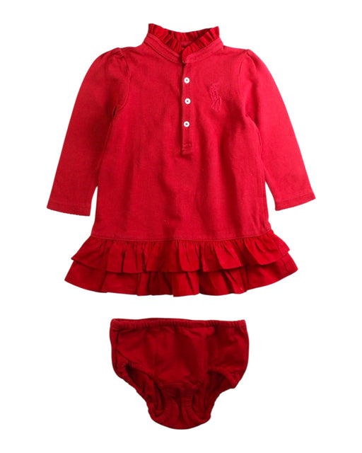 A Red Long Sleeve Dresses from Ralph Lauren in size 6-12M for girl. (Front View)