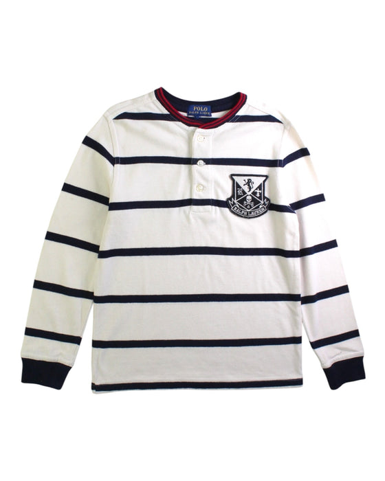 A White Long Sleeve Polos from Polo Ralph Lauren in size 7Y for boy. (Front View)