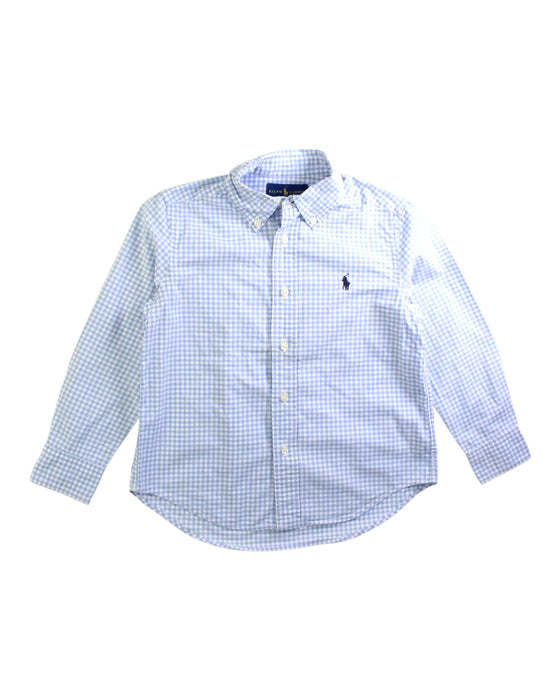 A Blue Long Sleeve Shirts from Ralph Lauren in size 4T for boy. (Front View)