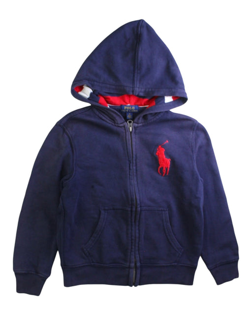 A Navy Zippered Sweatshirts from Polo Ralph Lauren in size 5T for boy. (Front View)