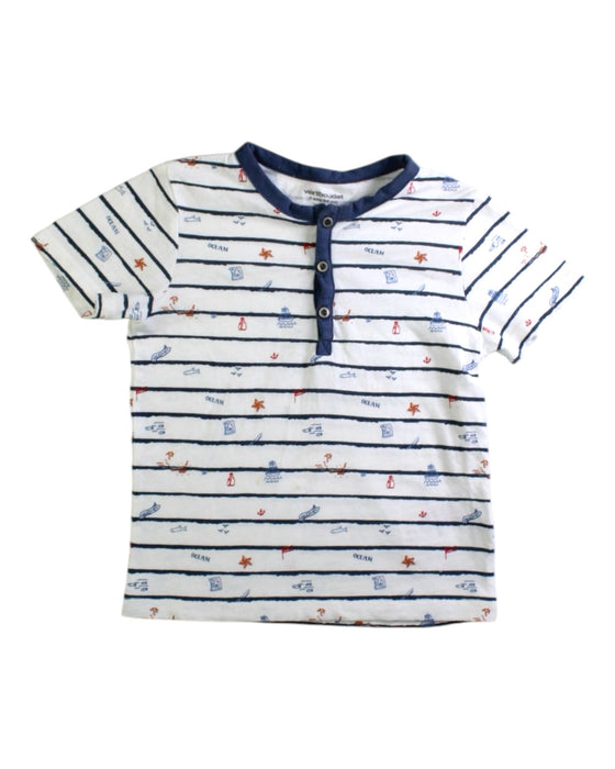 A White Short Sleeve Shirts from Vertbaudet in size 3T for boy. (Front View)