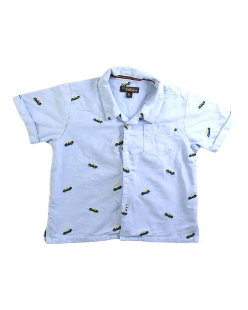 A Blue Short Sleeve Shirts from Velveteen in size 3T for boy. (Front View)