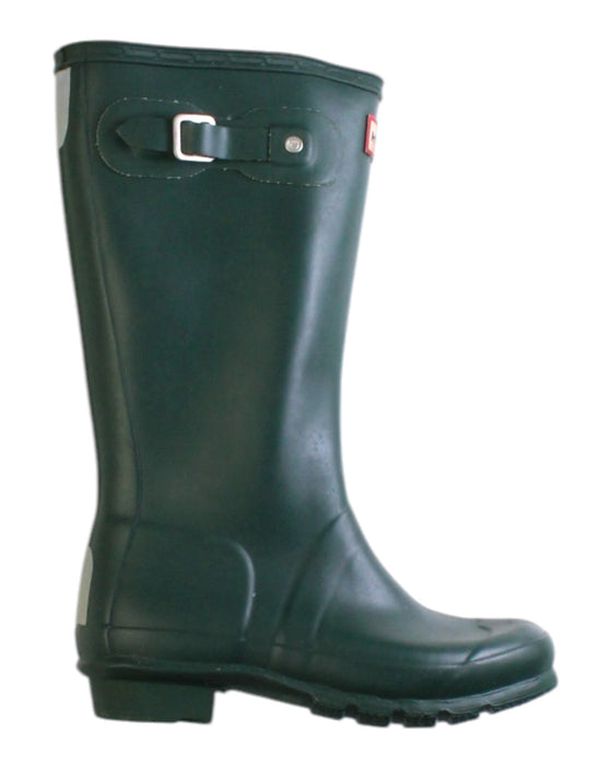 A Green Rain Boots from Hunter in size 7Y for girl. (Front View)