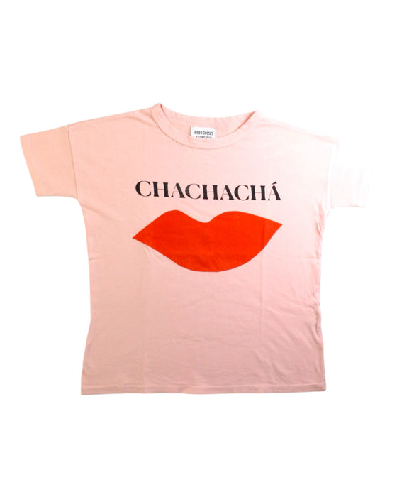 A Pink Short Sleeve T Shirts from Bobo Choses in size 4T for girl. (Front View)