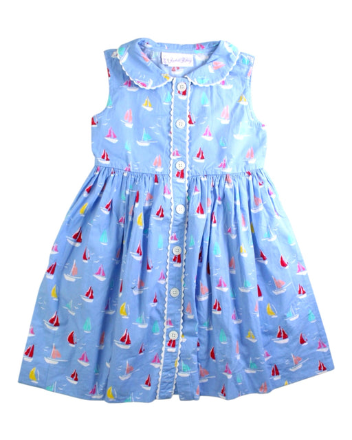 A Blue Sleeveless Dresses from Rachel Riley in size 5T for girl. (Front View)