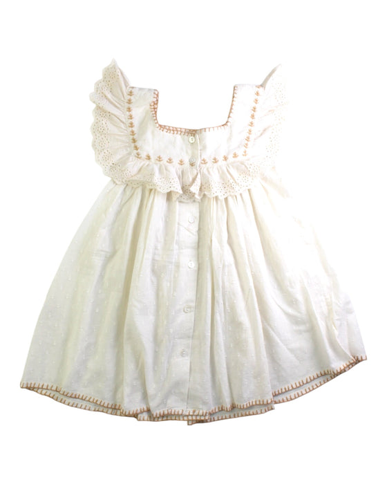 A White Sleeveless Dresses from Apolina in size 3T for girl. (Back View)
