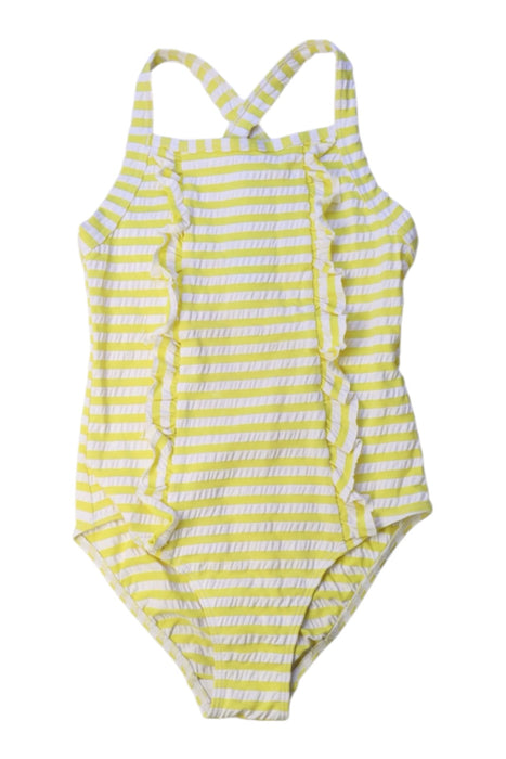 A White Swimsuits from Petit Bateau in size 6T for girl. (Front View)