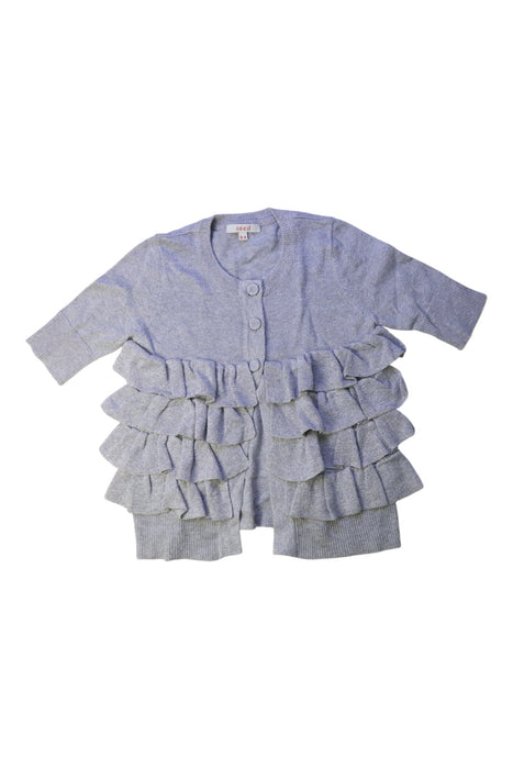 A Blue Cardigans from Seed in size 3T for girl. (Front View)