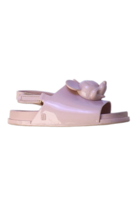 A Pink Sandals from Mini Melissa in size 3T for girl. (Front View)