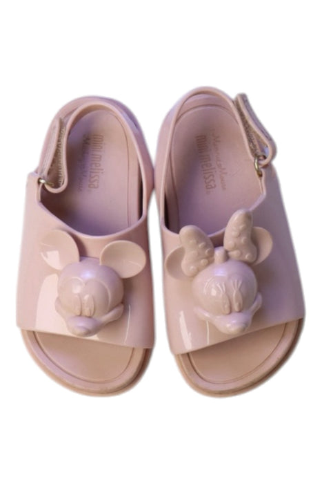 A Pink Sandals from Mini Melissa in size 3T for girl. (Back View)