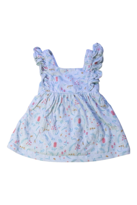 A Blue Sleeveless Dresses from Purebaby in size 0-3M for girl. (Front View)
