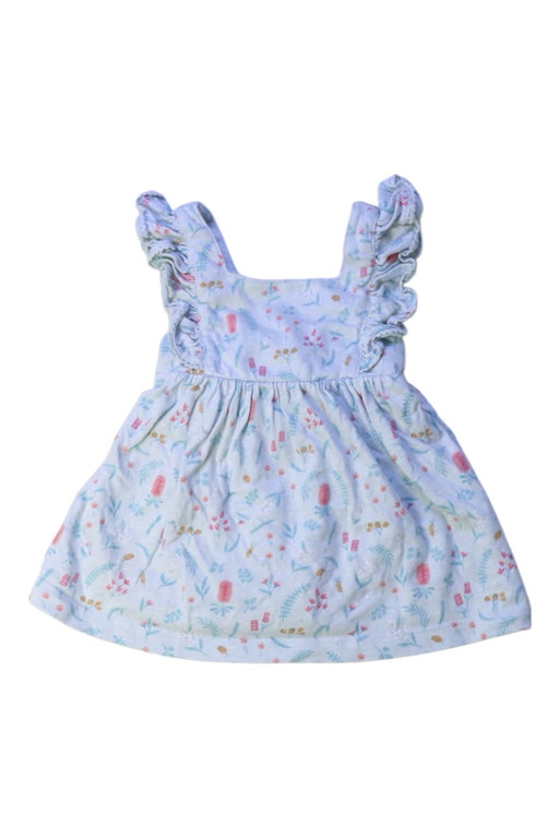 A Blue Sleeveless Dresses from Purebaby in size 0-3M for girl. (Front View)
