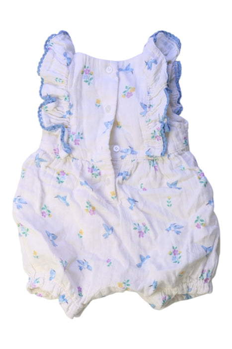 A White Sleeveless Rompers from Purebaby in size 0-3M for girl. (Back View)