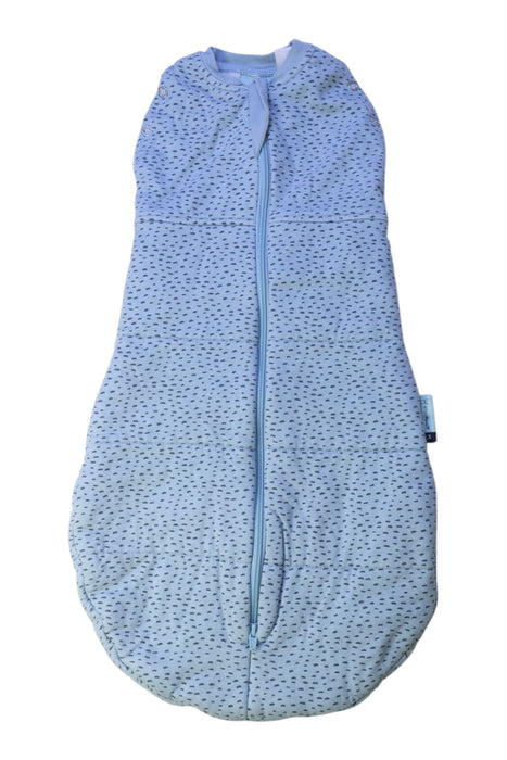 A Blue Sleepsacs from ErgoPouch in size 0-3M for neutral. (Front View)