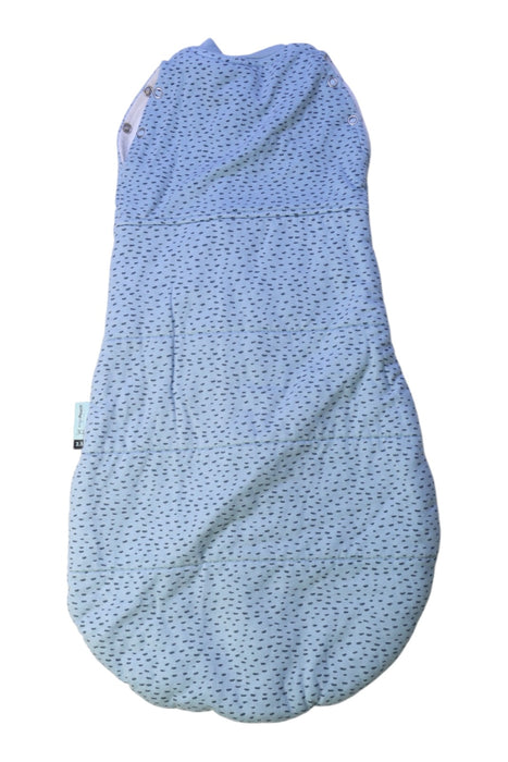 A Blue Sleepsacs from ErgoPouch in size 0-3M for neutral. (Back View)