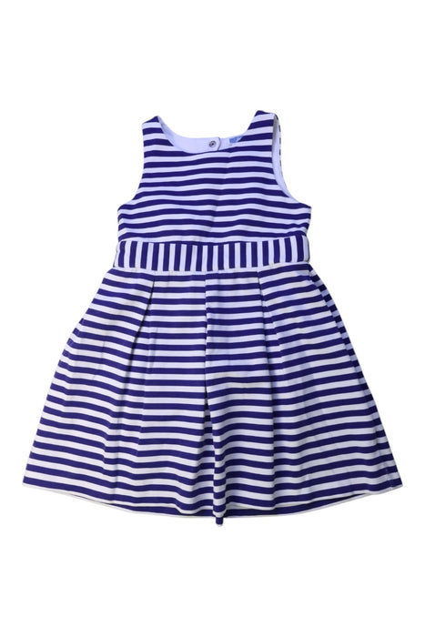 A Blue Sleeveless Dresses from Jacadi in size 6T for girl. (Front View)