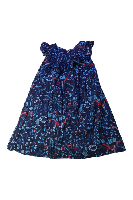 A Blue Sleeveless Dresses from Jacadi in size 6T for girl. (Back View)
