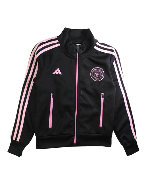 A Black Lightweight Jackets from Adidas in size 10Y for girl. (Front View)