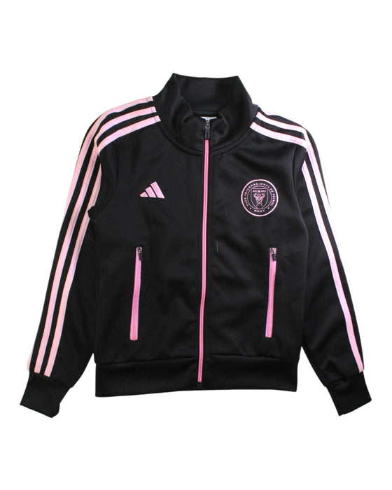A Black Lightweight Jackets from Adidas in size 10Y for girl. (Front View)