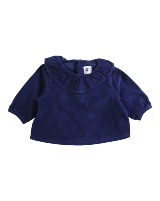 A Navy Long Sleeve Tops from Petit Bateau in size 0-3M for girl. (Front View)
