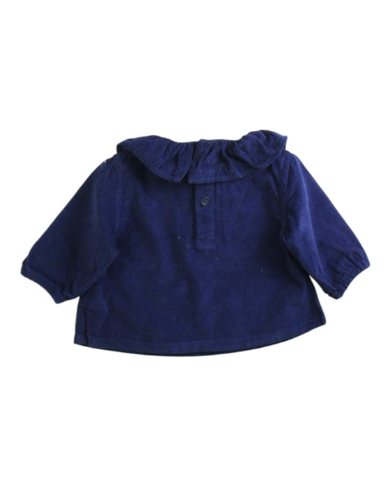 A Navy Long Sleeve Tops from Petit Bateau in size 0-3M for girl. (Back View)
