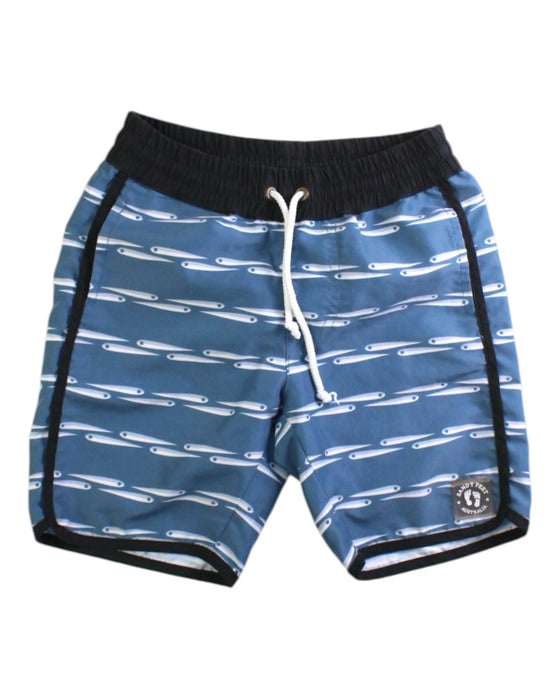A Blue Swim Shorts from Sandy Feet Australia in size 4T for boy. (Front View)