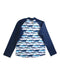 A Blue Rash Guards from Sandy Feet Australia in size 5T for boy. (Back View)